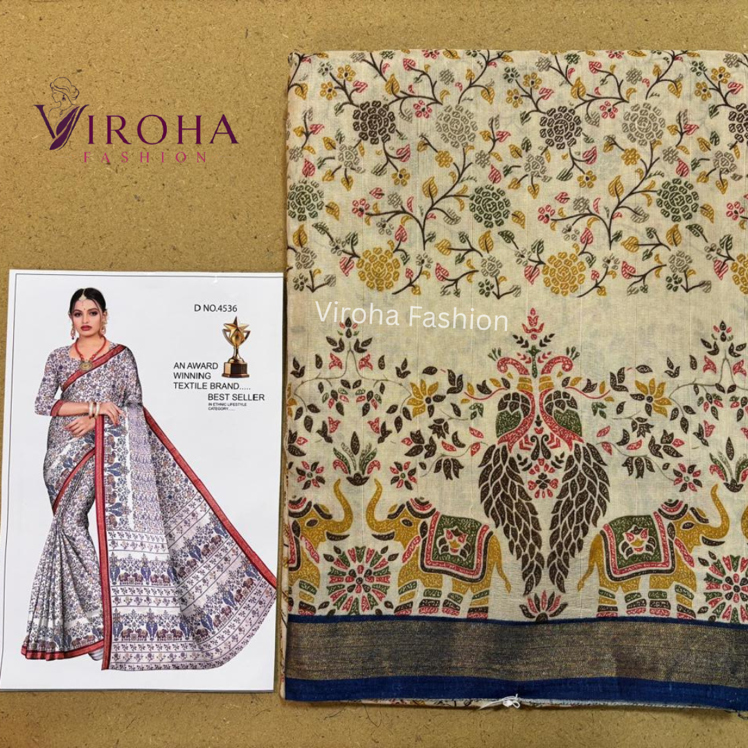 Printed  Pure Handloom Cotton Saree