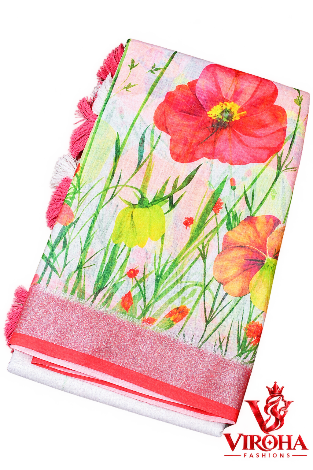 Viroha Coral Bloom Elegance Saree