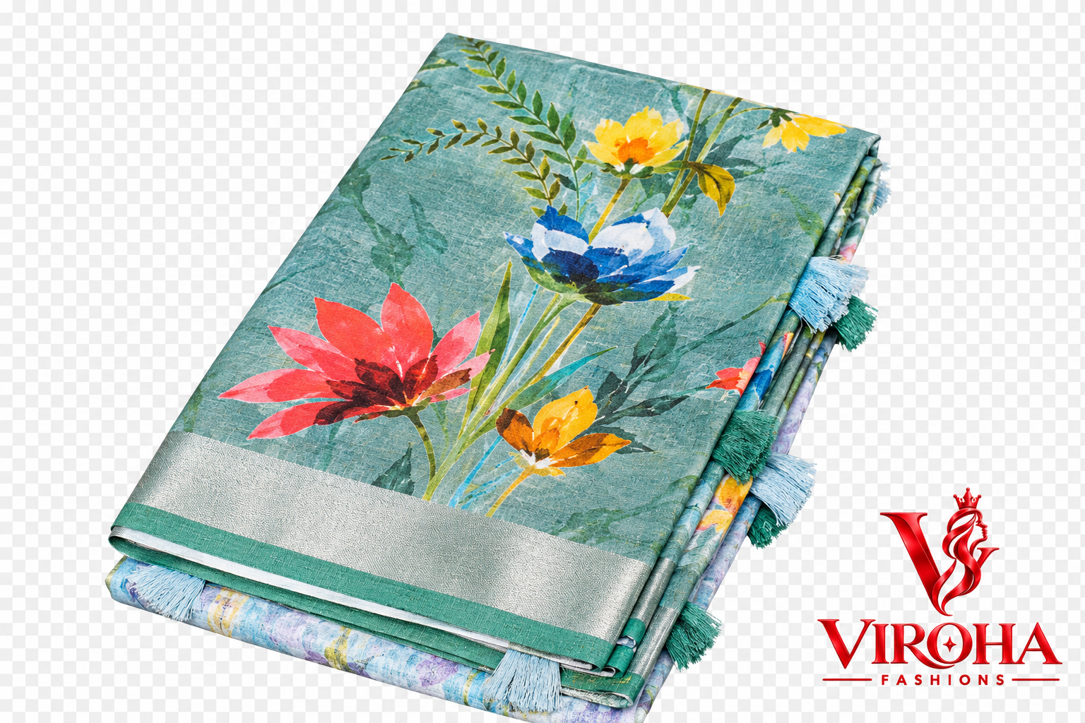 Viroha Blooming Petals Floral Cotton Saree