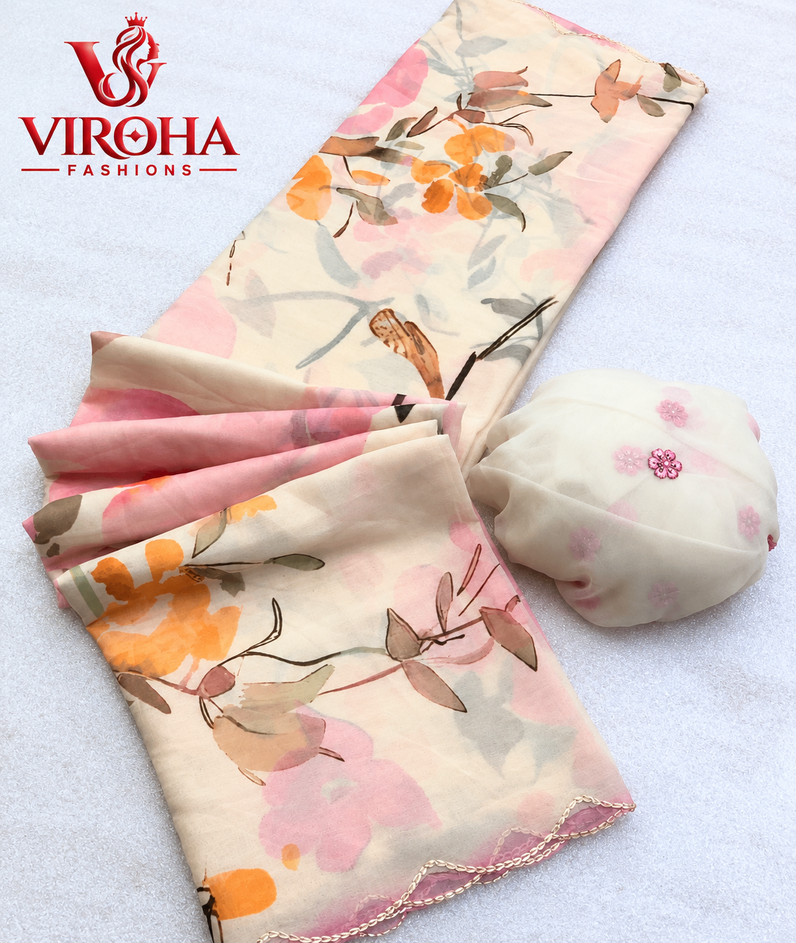 Blush Blossom Floral Saree